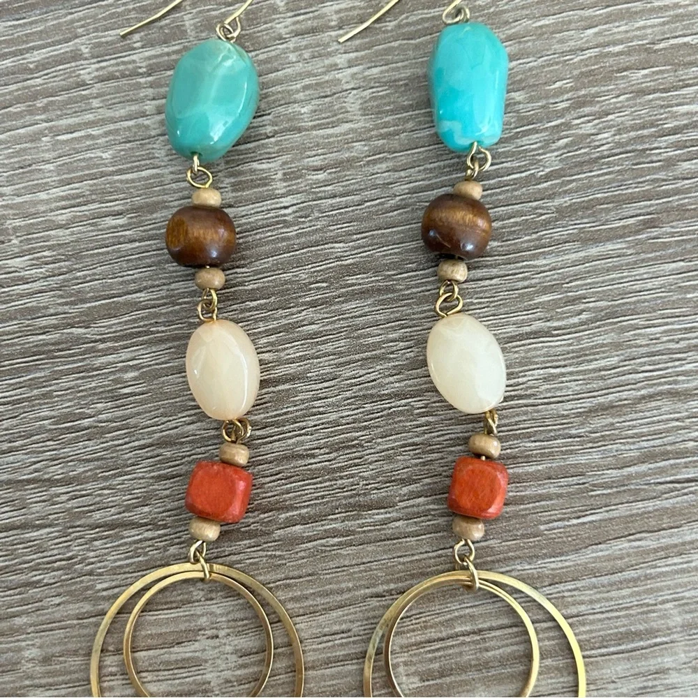 Multi Stone Drop Statement Earrings - Picture 3 of 11